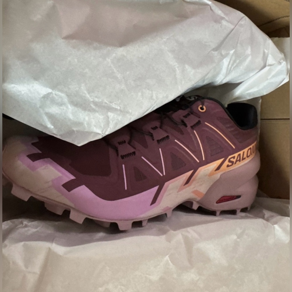 Salomon Speedcross 6W Trail Running Shoes 475818 Womens 8 NIB Mauve Grape Papaya - Picture 7 of 13